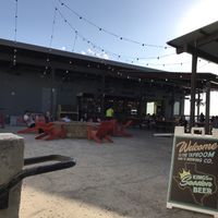 Part of the outside patio at Oasis Texas Brewing Co in Austin