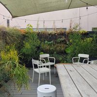 Outdoor patio at Vegan Popup By XMarket in Venice