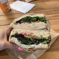 Chickpea Tuna salad sandwich - was good!   at Vegan Popup By XMarket in Venice