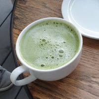 Matcha latte at Vegan Popup By XMarket in Venice