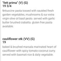 Menu snapshot— clearly labeled vegan (vv) or vegetarian (v) as well as gluten free options at Kaytoo in Collingwood