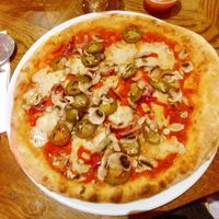 Vegan Pizza. Mushroom, onion, peppers, jalapenos. at Pizza Punks in Belfast