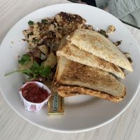 Tofu scramble with sourdough toast  at Beans and Barley Market & Cafe in Milwaukee