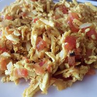 tofu scramble, very tasty, yellow curry at Green Restaurant in Dharamshala