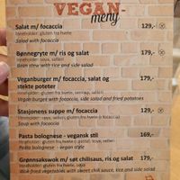 Vegan menu at Stasjonen cafe at Stasjonen in Lillehammer