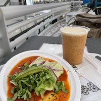 Enchiladas and jugo at MEX - La Buena Tierra - T1 in Mexico City