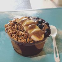 Açai bowl with blueberries and almond butter at The Sunrise Shack - Honolulu in Honolulu