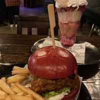 Build your own burger (with fried ‘chicken fillet’) and Unicorn sundae at Church - Temple of Fun in Sheffield