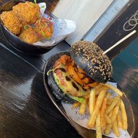 Syko Burger with “cheese” bites at Church - Temple of Fun in Sheffield