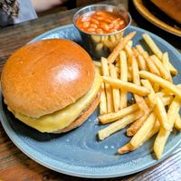 Kids meal with burger and beans at Church - Temple of Fun in Sheffield