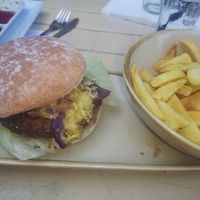 Vegan burger at Wolfies Wine Bar in Skegness