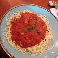 Spicy pasta at Wolfies Wine Bar in Skegness