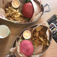 The two menus, so cute! The fries are actually not fried, but from the oven. at Vita Italian Burger in Milan