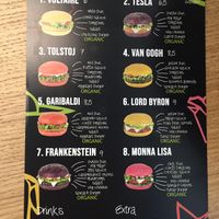 English menu  at Vita Italian Burger in Milan