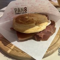 Chickpea Carpaccio and Soy Cheese panini   at Pan8 in Bologna