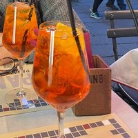 Aperol tasty but expensive   at Pan8 in Bologna