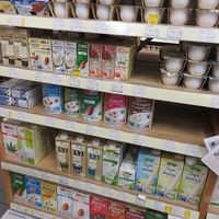 plant based milk drinks at Biomarkt, Kortrijk at Biomarkt in Kortrijk