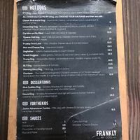 Vegan hotdogs come as Classic Bratwurst combo and cheat day dog vegan cheese  at Frankly My Dog - Food Stall in Hillarys