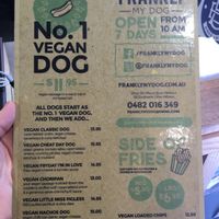Vegan menu at Frankly My Dog - Food Stall in Hillarys