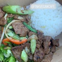 Mongolian bbq  at TNK Vegan Cafe in Modesto