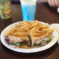 Beefy paratha, my favorite so far, wrapped in flaky goodness.  at TNK Vegan Cafe in Modesto