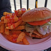 Burger at TNK Vegan Cafe in Modesto
