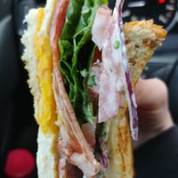 Vegan Bacon and Egg Sandwich: Not bad, I think the bacon is more reminiscent of ham and the egg doesn't taste like egg but overall decent at TNK Vegan Cafe in Modesto