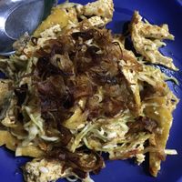 Tofu salad with cabbage, crispy onions and potatoes at Wadee in Hpa-an