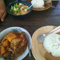 Pumpkin curry & red curry at Wadee in Hpa-an