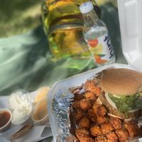 The Comeback Burger Vegan! With sweet potato tots & lemon pepper fries. Vegan ranch and comeback sauce.  at Cool Al's in Jackson