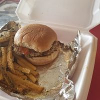 Impossible burger was good but chicken was better. Truffle fries were amazing. at Cool Al's in Jackson