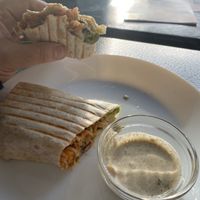 That is an oatly sour cream sauce. Delicious   at Earth Cafe in Gothenburg