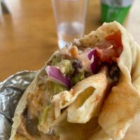 Vegan burrito with cheese. Enormous, saucy, and delicious!  at The Nat Shack - Food Truck in Valdez