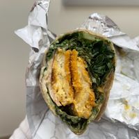Buffalo Chicken Kale Wrap at Greens and Grains in Shrewsbury