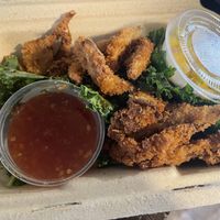 seasonal coconut “shrimp” this here, is top tier.  at Greens and Grains in Shrewsbury