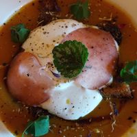 Soup with vegan cream at Harmonika in Dinan