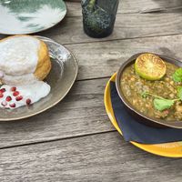 Zucchini rösti with cream cheese  at Murni Food in Antwerpen