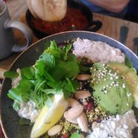 Quinoa salad bowl and shakshuka at Murni Food in Antwerpen