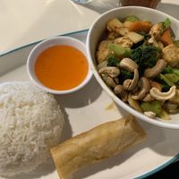 Cashew tofu veggies and spring roll   at Modern Orchid in Dartmouth
