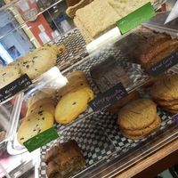 Vegan treats (banana bread, cookie and oatcake) at NovelTea Coffeehouse & Bakery in Truro
