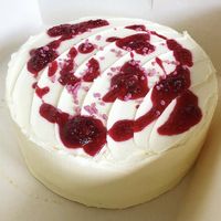 Raspberry white choc cake (home delivery) at The Vegan Cakery in Leicester