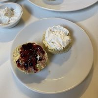 Scones with blackcurrant conserve and cream #Veganuary at The Vegan Cakery in Leicester