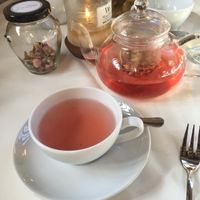 Vegan afternoon tea: caramelised pear drop tea at The Vegan Cakery in Leicester