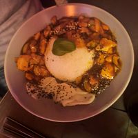 Vegetables with "chicken" and rice at Kansha in Munich