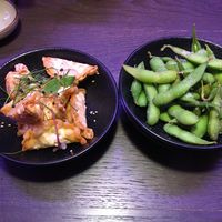 Gyozas and Edamame for starters   at Kansha in Munich