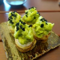 2 dishes of Avocado and Eggplant rice cake at Kansha in Munich