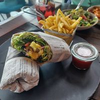Falafel wrap with Else fries at Else am See in Schuettorf