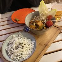 Arroz con curry rojo y tofu at Mic Moc in Tarifa
