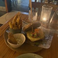 ‘Eco burger’ with chips  at Mic Moc in Tarifa