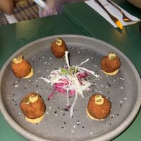 Croquetas de chorizo vegano  at Mic Moc in Tarifa